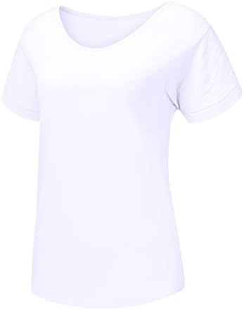 ZDFER Памучни Ленени Ризи за Жени с кръгло деколте, Однотонная Блуза, Блузи, Дамски Годишна Ежедневна Тениска