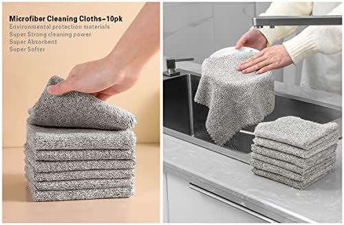JMMBY Супер Абсорбиращи кърпички за почистване от микрофибър, Супер мека кухненска кърпа, 12x12 инча (10 x)