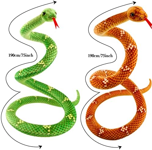 Haconba 4 Опаковки От 75-Инчов Големи Плюшени играчки-Змии във формата на животни, Гигантска Кобра Питон,