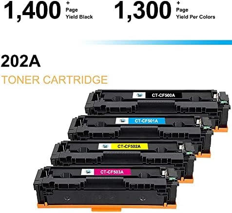 Подмяна на патрона Cool Toner, съвместим с тонер за HP M281fdw 202А 202X CF500A за принтер HP Pro MFP M281fdw M254dw M281cdw M281dw M280nw M254 M281 (черно, синьо, жълто, лилаво, 4 опаковки)