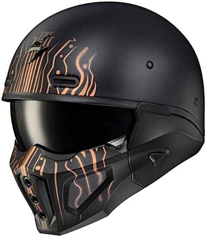 ScorpionEXO Covert X Мотоциклет Шлем с открито лице, Наполовина под формата на миди 3/4 с джобове за високоговорители Bluetooth DOT Marauder (Черно - MD)