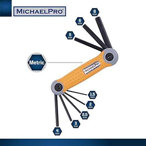 Набор от шестоъгълни ключове MichaelPro с шестигранным ключ, SAE и метричен, 17 размери, 2 опаковки – Здрав инструмент индустриален клас (жълто / зелен)