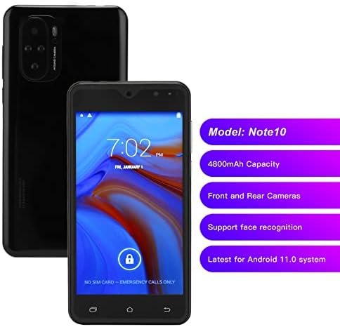 Отключени смартфон за Android11, 5,0-Инчов Восьмиядерный процесор, 2 GB, 16 GB Мобилен телефон с 2,4 G 5G WiFi, Разпознаване на лица, Батерия 4800 mah, Две SIM-карти, с Двойна Камера