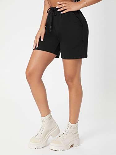 NEEDBUY Дамски шорти, Спортни панталони с завязками на талия Шорти за жени (Цвят: черен Размер: Средно)