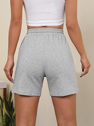 NEEDBUY Дамски шорти, Спортни панталони с завязками на талията къси Панталони за жени (Цвят: светло сиво Размер: X-Small)