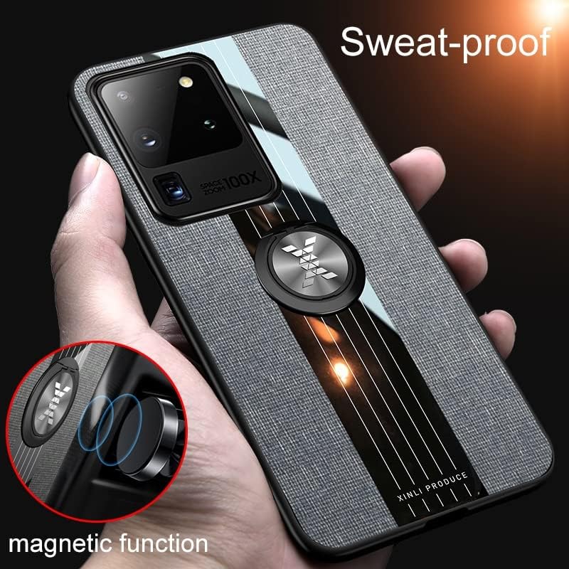 Калъф за мобилен телефон, съвместим с Samsung Galaxy S20 Ultra Case, с магнитна поставка на 360 °, Мултифункционален калъф от текстурирани тъкани, устойчив на удари Защитен калъф ?