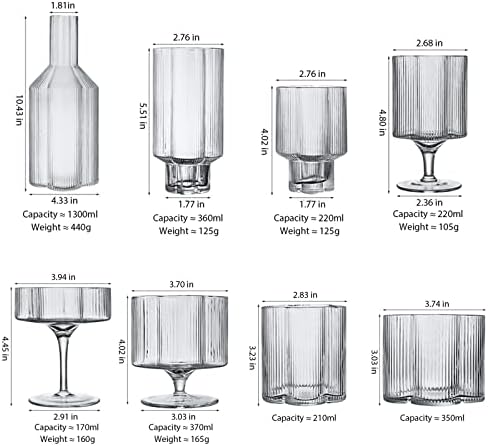 Комплект от 4 чаши за хайбола StarLuckINT, Набор от Прозрачни ребрена съдове, Комплект Чаши за коктейли и за