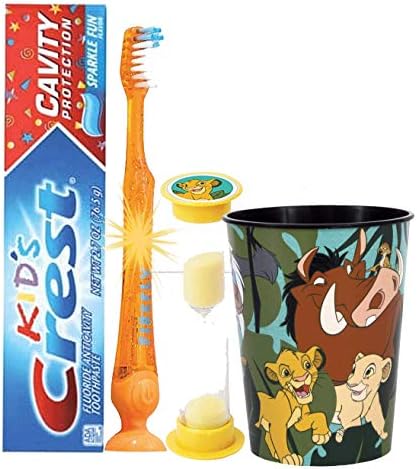 Комплект за хигиена на устната кухина Блестящата усмивка на Краля Лъв 4шт! Осветите четка за зъби, паста за зъби,