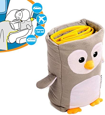 Комплект пътни възглавници и одеяла Roamwild Kids - Подлакътник Tux Buddy Превръща Всеки подлакътник в удобна детска възглавница