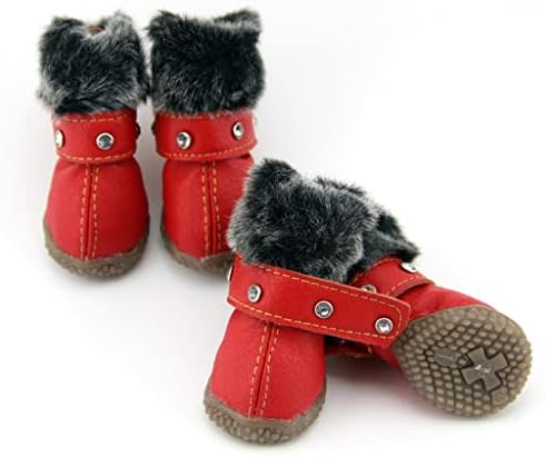 LEPSJGC/ топла кожена обувки, зимни непромокаеми зимни обувки за домашни любимци с кристали, нескользящие обувки за домашни