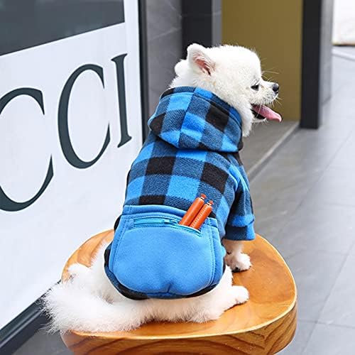 Пуловери за Кученца за Много Малки Кучета, Есенно-Зимна Руното Hoody с джобове с цип, Качулка, за Кучета, Скъпа Топли Дрехи за