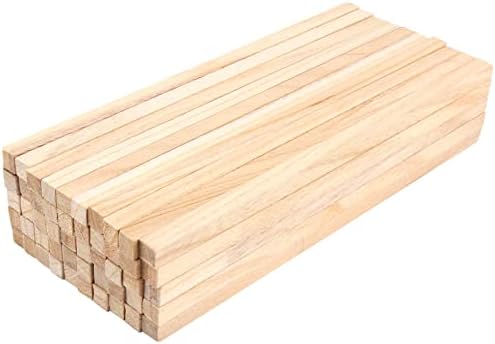 JAPCHET Опаковка 100 Квадратни Дървени Вещества с размер 12 x 1/2 x 1/2, Непълни Ивици от Естествен Дълъг Дърво, Квадратни Пръчки, Дюбельный Прът от масивна дървесина за Напра