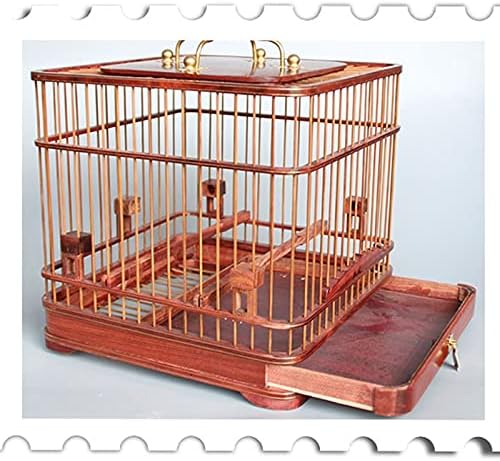 XIAOHESHOP Flight Bird Cage Kit Птичья Клетка В Традиционен Китайски Стил Дървена Птичья Клетка Класическа Квадратна Резба