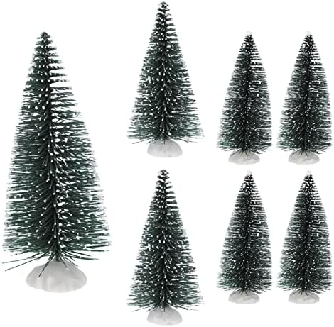 Happyyami Миниатюрна Борова Елха Коледна Елха: Малка Борова Елха Декор Коледно Дърво с Дървени Основи на Настолни Малки Сизалевые