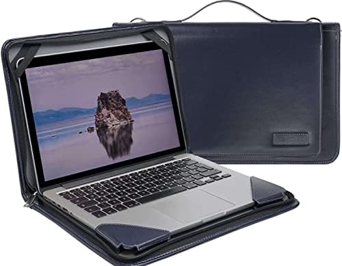 Калъф-месинджър за лаптоп Broonel Blue Leather - е Съвместим с домашни и бизнес-лаптоп HP с 14-инчов изцяло сензорен