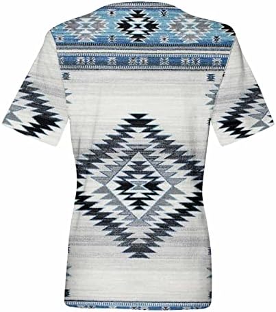 Тениска за Жени с Графичен Модел на ацтеките Пастушки в Западния Етнически Стил с V-образно деколте и Къс Ръкав, Удобни Пуловери, Блузи