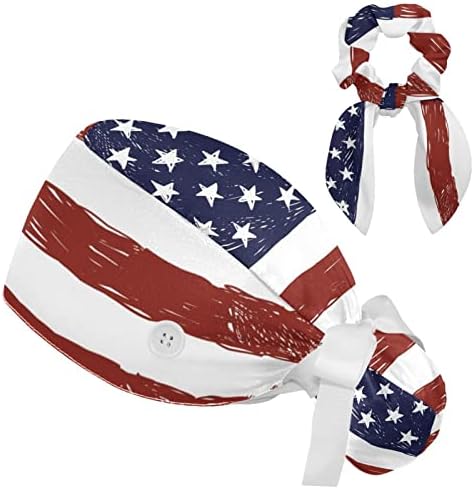 Регулируема работна Шапка С изображение на Знамето на Съединените Щати, Пищната Шапка с Копчета, Шапчица-Търкане с Лък, Ластикът за коса