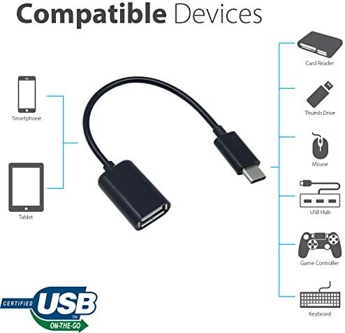 Адаптер Big-E OTG USB-C 3.0 (2 комплекта), съвместим с Samsung Galaxy S22 Ultra 5G за мултифункционални функции, като например клавиатури, флаш памети, мишки и т.н. (Черен)