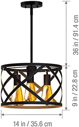 Окачен лампа Koda|Ludwig 3-Light светодиодна лампа 3x600 Лумена В комплект, Ретро Селска Промишлен Метален Каркасный Дизайн, за домашно осветление кухня, Висящи осветителни т