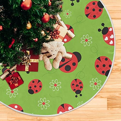 Oarencol Ladybugs Цвете Скарабея Зелена Пола за Коледно 36 инча Коледна Празнична Парти Коледа Мат Декорация