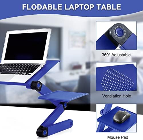 ZHAOLEI Маса за лаптоп за Легло, Удобна Алуминиева Поставка за работното място, на Колене с 2 Вентилатори Подложка