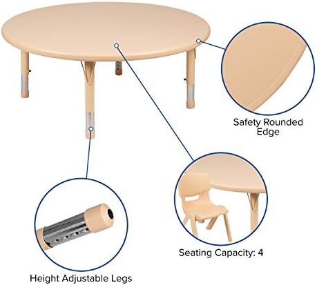 Маса за практикуване на Flash Furniture Wren 45 Кръг от масивна пластмаса с регулируема височина