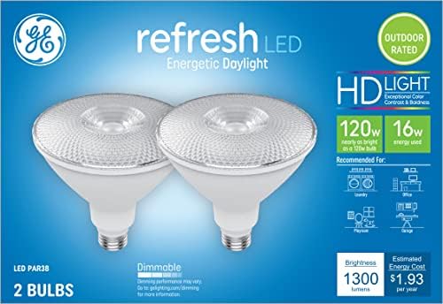 Led лампи на GE Lighting Refresh, Еквалайзер 120 W, Дневна светлина, Лампа за външни прожектори PAR38 (2 бр.)