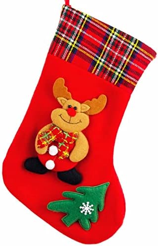 Коледен Чорап Подарък Пакет Клетчатая Червило Фланелевый Среден Коледен Чорап Коледна Украса Украса на Коледната Елха