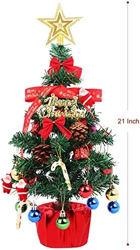 Малката Коледна Елха с led подсветка, Мини-Бор, Набиране на Коледни Елхи, Коледни Украси, Звездна Върхът на дърво и 32 бр., Висящи Украшения за коледна украса със собств