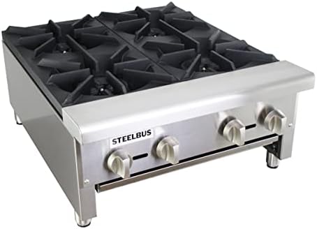 STEELBUS 24 Тежки Търговски готварска печка с 4 Горелки на Природен газ/Пропановом газ Ресторантско оборудване за приготвяне