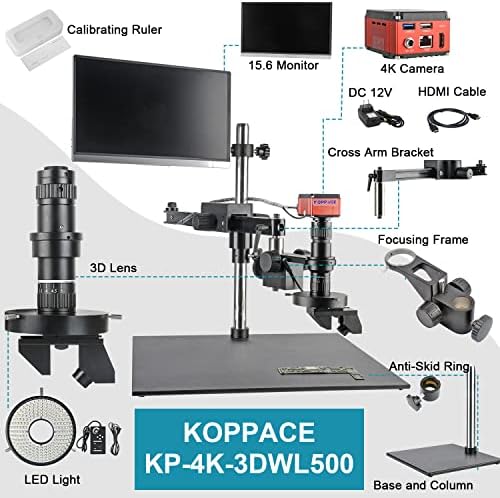KOPPACE 13X-110X Увеличаване на 2D/3D Микроскоп Въртене на 360 ° Изображение във формат 4K HD Голяма Напречната Скоба,