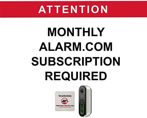 Alarm.com Камера за видеодомофон с Wi-Fi high definition Skybell VDB-770-S (сребро), в комплект с 4-инчов стикер с предупреждение