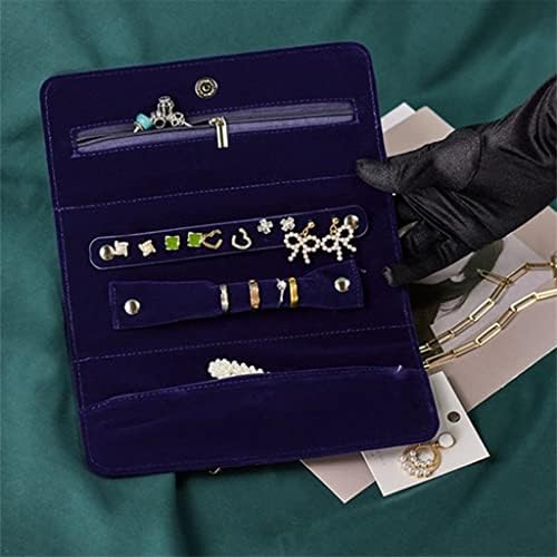 WYFDC Преносима Фетровая чанта за съхранение на бижута в Роли, Сгъваеми Пътни Обеци, Колиета, Гривни, Пръстени, Контейнер-Органайзер (Цвят: синьо размер: 22828 см)