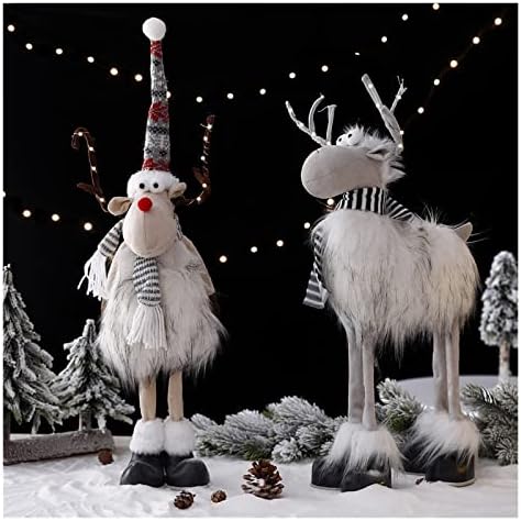 Коледна Украса PIFUDE Коледен Орнамент във формата на Лос Плюшен Кукла ръчно изработени с Разтегателен Пружинящими