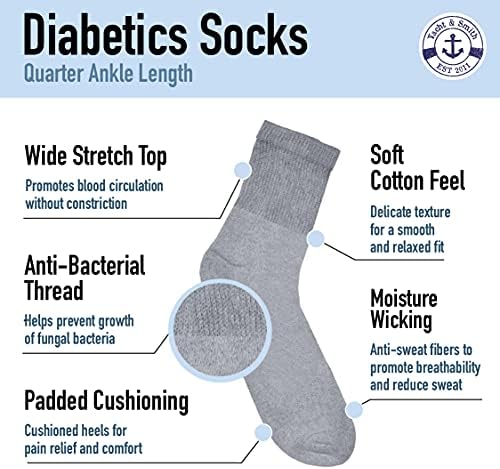 Yacht & Smith, Ценна опаковка от 12 чифта Мъжки и женски чорапи с диабет нефропатией и подуване на глезените, Памучни