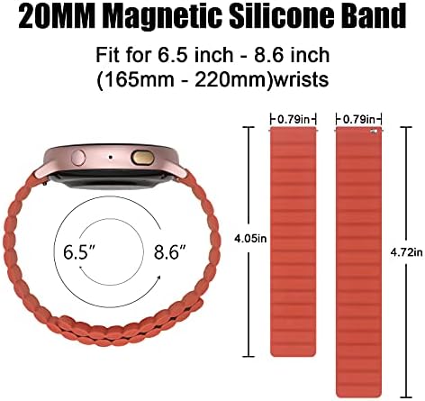 Магнитни въжета SinJonden Съвместим с Galaxy Watch 4 40 мм 44 мм/Galaxy Watch 4 Classic 42 мм и 46 мм/Active 2 40 мм 44 мм/ Galaxy Watch 3 41 мм, 20 мм Мек Силиконов ремък за жени и мъже