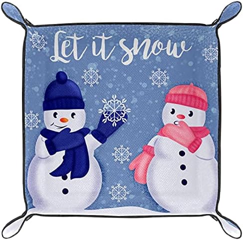Сладки Коледни снежни човеци Let It Snow, за Мъже или Жени Кожена Тава за Събиране на Реколтата