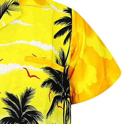 TOPUNDER Модерен Мъжки Ежедневни Плажна Блуза с Гавайским принтом Копчета С Къс ръкав, Бързосъхнеща Горна Част на
