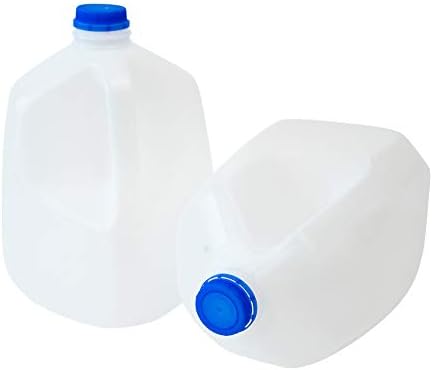 Пластмасова кана CSBD обем 1 Галон с капак за вода, Мляко, сокове или други течности, 2 опаковки за Многократна употреба, контейнери,