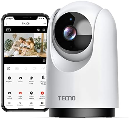 Интелигентна WiFi-Камера за сигурност Tecno 2K Ultra HD, карта памет Micro SD + адаптер, 64 GB