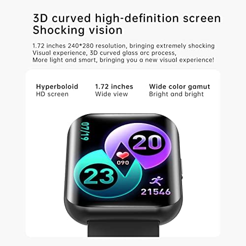 Yeahitch Смарт часовници 1,72 Инча Smartwatch Водоустойчива IP67 Фитнес часовници за Android телефони и iOS с Проследяване