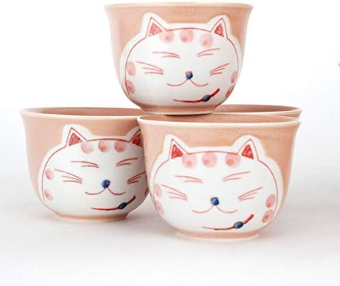 Колекция Hinomaru, Японски Дизайнерски Чаен Сервиз Twin Neko Cat Kitten, Керамичен Чайник с Цедка, дръжка от ратан и 4 Чаени Чаши