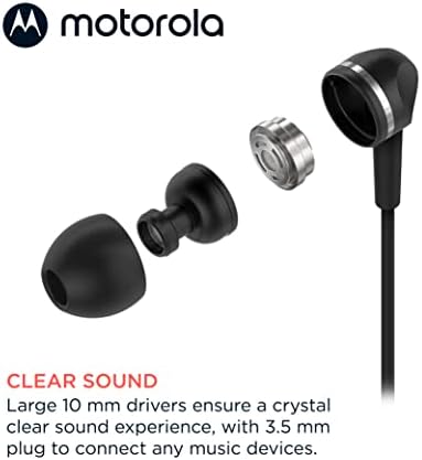 Жични слушалки на Motorola с микрофон - накрайници за уши 105 Жични слушалки-втулки, Бутон за управление на повиквания / музика,
