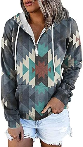 JJHAEVDY/ Дамски Блузи с дълъг Ръкав, Ежедневни Пуловери С Геометричен Принтом Кон, Върхове с завязками, Етнически