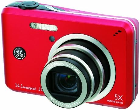 GE J1455 14-мегапикселова цифрова камера с 5-кратно оптично увеличение, 3,0 инчов LCD дисплей с автоматична яркост (червен)