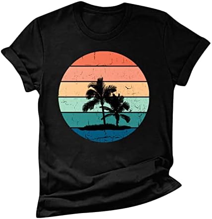Тениска с Гавайскими Почивка за Жените, Тениски с изображение на Слънчев бряг, Летни Ежедневни Блузи с Къс ръкав,