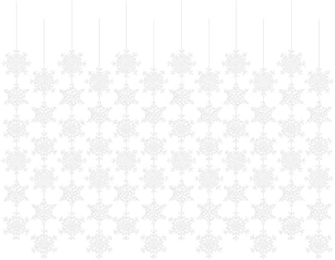 Коледна Висулка с Декорация на тавана на 12 бр. Зимни Орнаменти във формата на Снежинки, за Рожден Ден, Висящи Бели Аксесоари