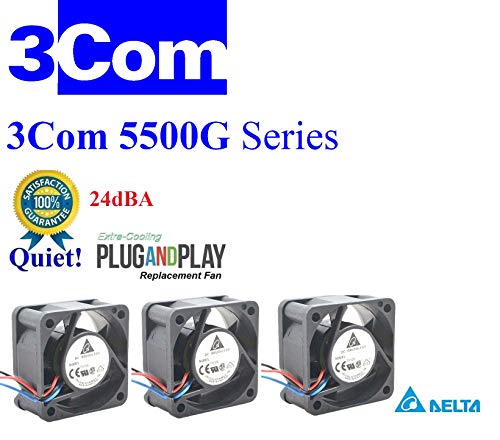 Лот от 3-те безшумни вентилатори с допълнително охлаждане, съвместими за фен на 3Com 5500G 3CR117255-91