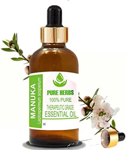 Етерично масло от Манука от чисти билки (Leptospermum Scoparium) - Чист и Натурален Терапевтичен клас с Капкомер