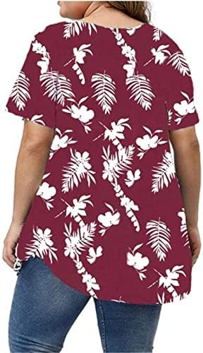 Charella Хавайски Плаж Дамски Тениски С Къс Ръкав V Образно деколте От Ликра С Цветен Модел на Свободния Намаляване на макси Блузи, Тениски, Женски V0